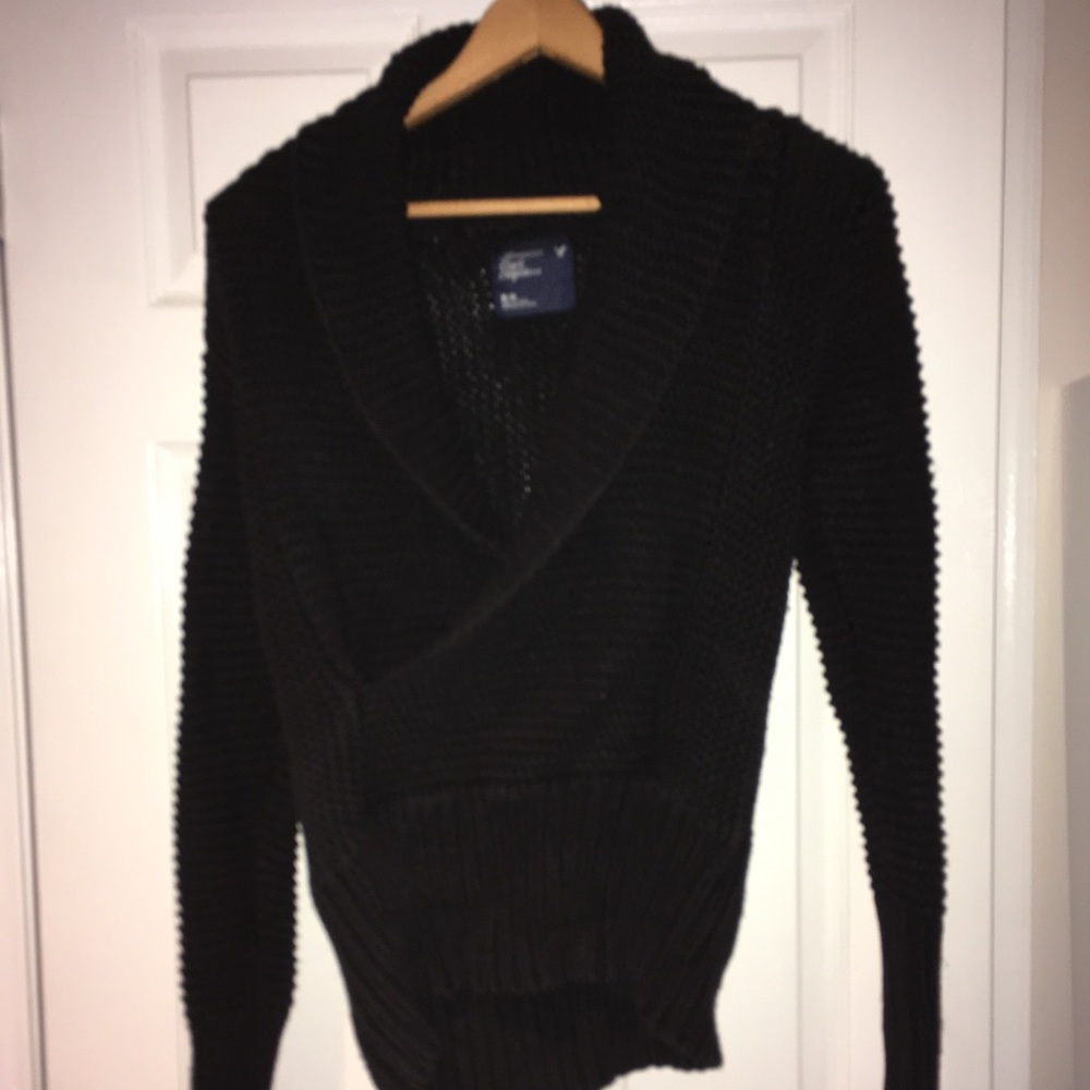 American Eagle Black swoop neck sweater